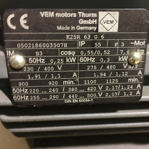 Moteur électrique VEM K25R63G6