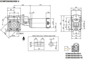 Motoréducteur continu Transtecno CMP063/050 plan