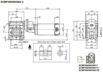 Plan Moteur avec réducteur Transtecno ECMP350-063-063