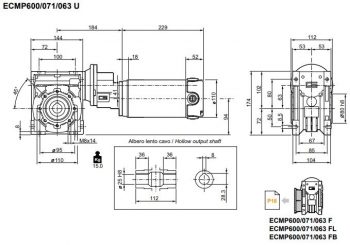 Motoréducteur électrique continu Transtecno plan ECMP600-071-063