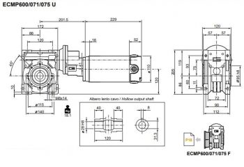Motoréducteur électrique Transtecno ECMP600-071-075 plan