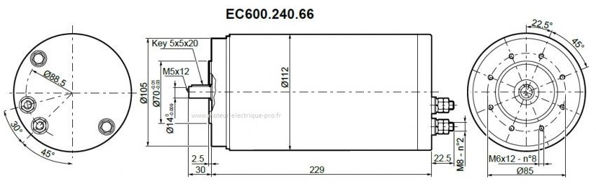 Moteur 24 volts Transtecno IP66 EC600.240.66