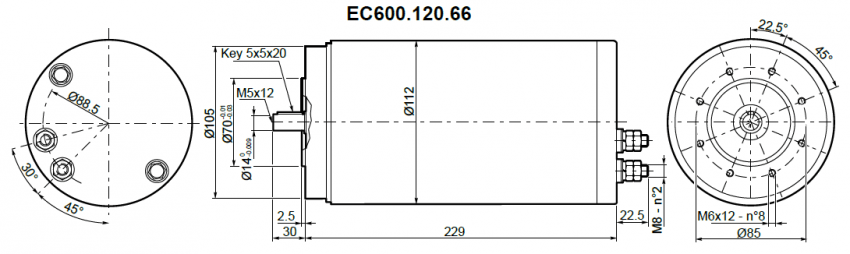 Moteur aimants permanents Transtecno 12V IP66 EC600.120.66