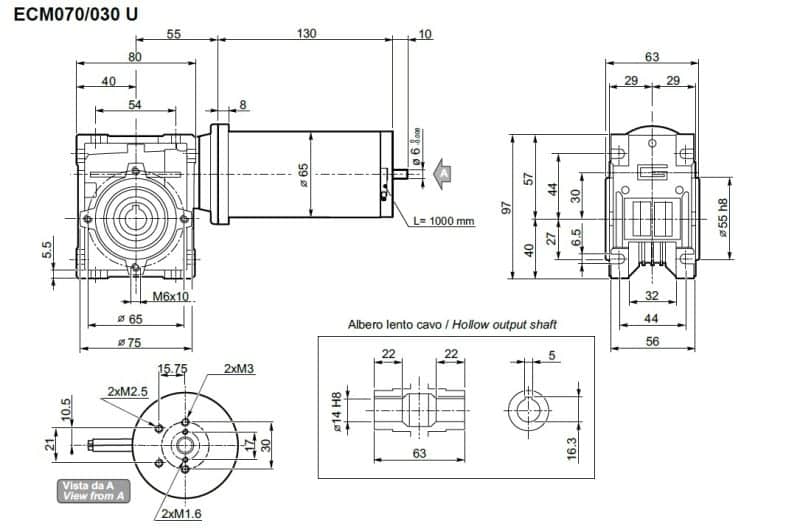 Motoréducteur Transtecno ECM070/030 plan