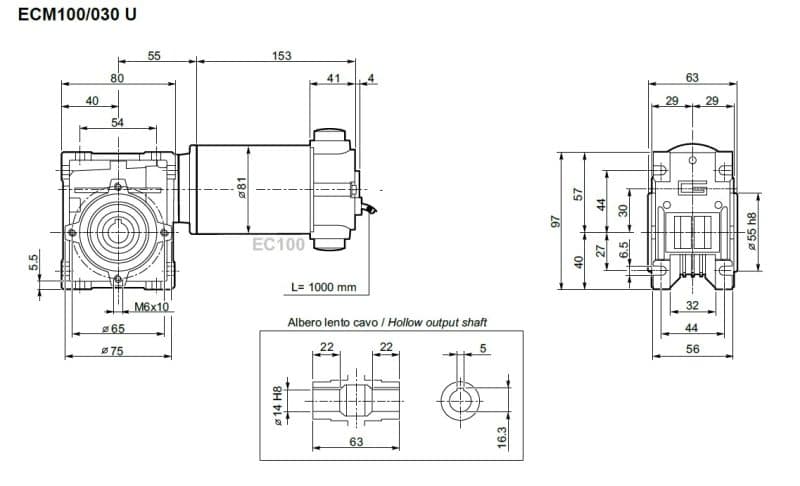 Motoréducteur Transtecno ECM100/030 U Plan