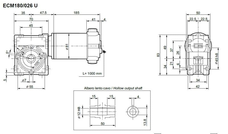 Motoréducteur Transtecno ECM180-026U
