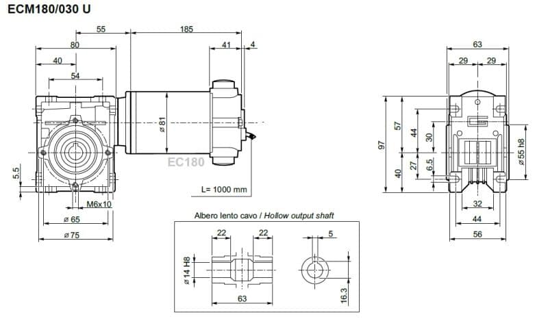 Motoréducteur Transtecno ECM180/030 U PLAN